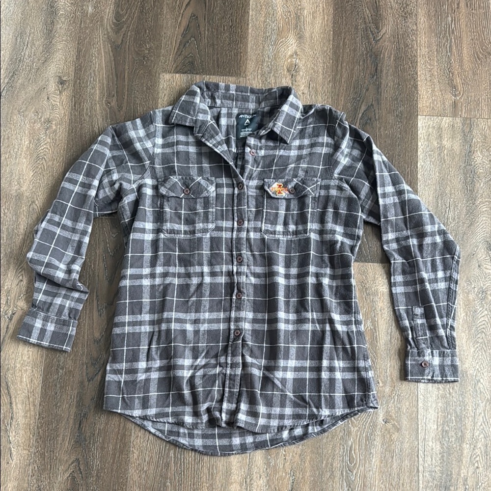 Antigua Plaid button down shirts with Iowa State Logo.  Women’s size large.